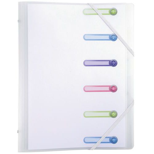 Trieur Pp 3 Rabats 6 Compartiments Chromaline Blanc - A4