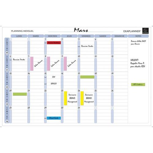 Planning magnétique mensuel - textes en français Planning magnétique mensuel - textes en français