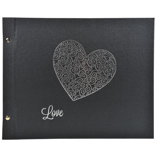 Album Photo à Vis 40 Pges Noir 37x29cm Noir + CÅ“ur Argent