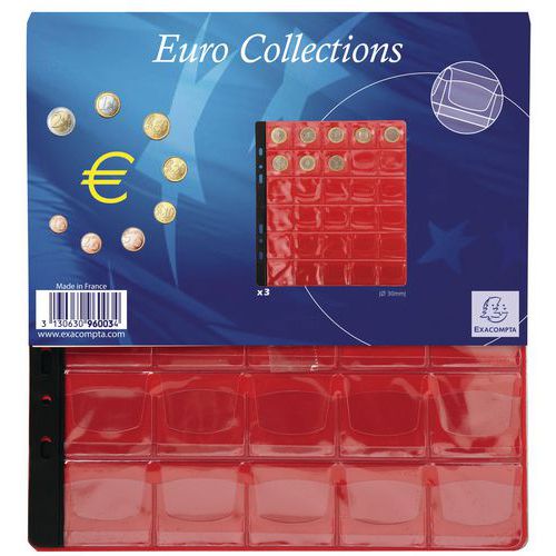 Sachet 3 Recharges Numismat. 30 Cases Diam. 30mm 245x25cm