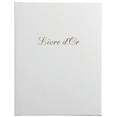 Livre D'or + Titre 100 Pages Blanches 27x22cm Vertical Blanc