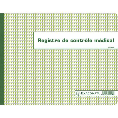 Registre De Contrôle Médical 24x32 Cm - Folioté - 60 Pages