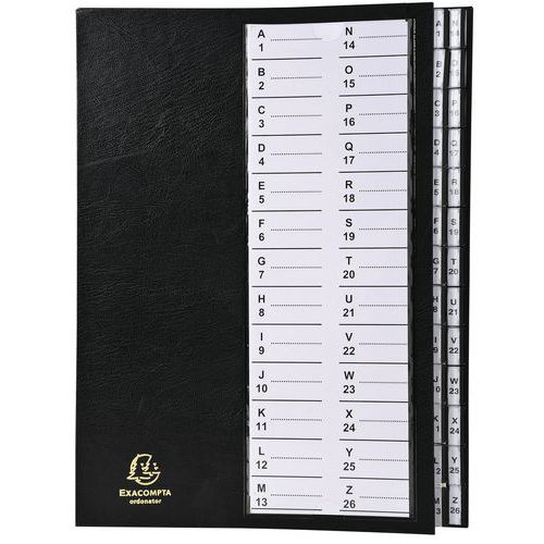 Trieur à Onglets Cavaliers 26 Compart. Alphanum. A4 Noir