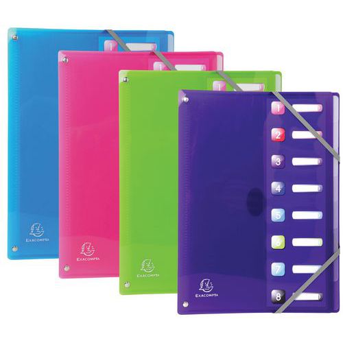 Trieur Extensible En Pp 8 Compart. Iderama A4 4 Col. Assort.