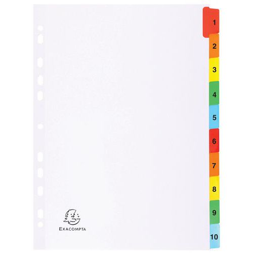 Intercal. Imprimés Num. Carte Blanche 160g 10 Positions A4