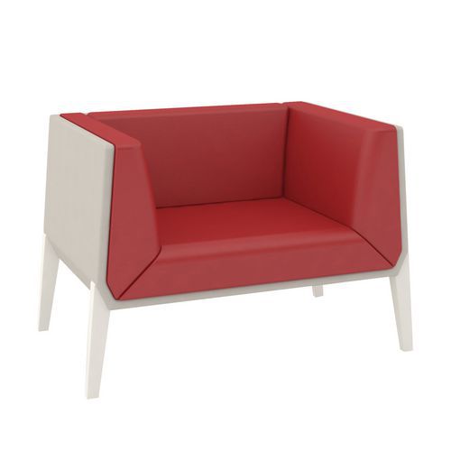 Fauteuil Accord Pied Métal Enduit Pvc Rouge/coque Gris