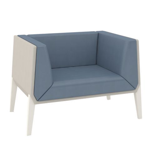 Fauteuil Accord Pied Métal Enduit Pvc Bleu Gris/coque Gris