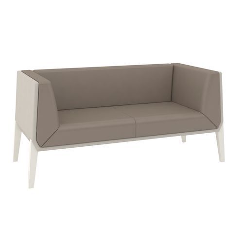Canapé Accord 2 Places Pied Métal Enduit Pvc Taupe/coque Gris