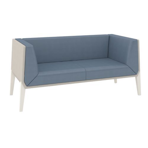 Canapé Accord 2 Places Pied Métal Enduit Pvc Bleu Gris/coque Gris