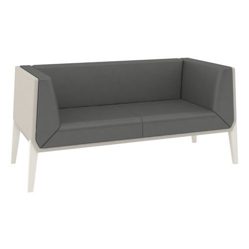 Canapé Accord 2 Places Pied Métal Enduit Pvc Anthracite/coque Gris