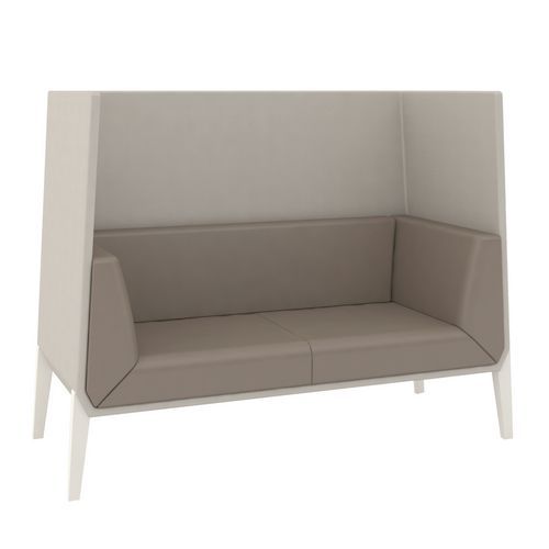 Canapé Accord Haut 2 Places Pied Métal Enduit Pvc Taupe/coque Gris