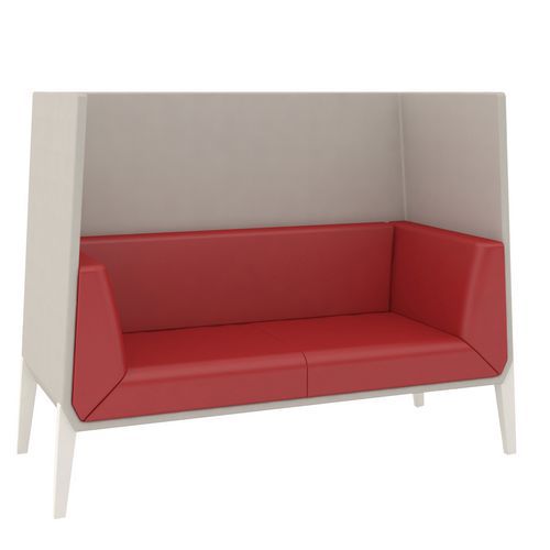 Canapé Accord Haut 2 Places Pied Métal Enduit Pvc Rouge/coque Gris