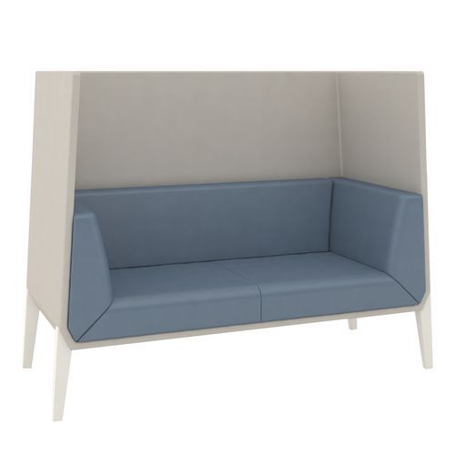 Canapé Accord Haut 2 Places Pied Métal Enduit Pvc Bleu Gris/coque Gris