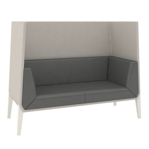 Canapé Accord Haut 2 Pl Pied Métal Enduit Pvc Anthracite/coque Gris