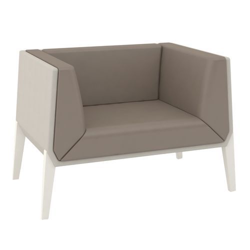 Fauteuil Accord Pied Métal Enduit Pvc M1 Taupe/coque Gris