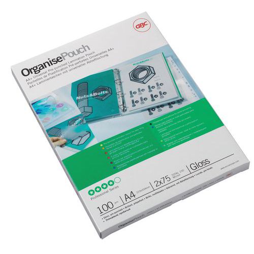 GBC - Pochettes de plastification Organise A4 - 100 pièces - 125 μm - Idéal pour documents