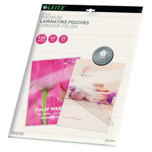 Pochettes de plastification A3 UDT - 125 µm - Pack de 25 - Leitz Pochettes de plastification A3 UDT - 125 µm - Pack de 25 - Leitz