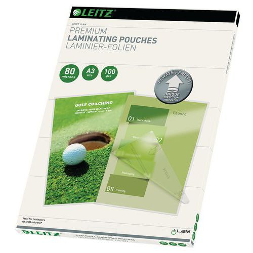 Pochettes de plastification A3 UDT - 80 µm - Pack de 100 - Leitz Pochettes de plastification A3 UDT - 80 µm - Pack de 100 - Leitz
