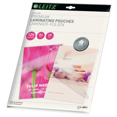Pochettes de plastification UDT, A4, 125 microns, pack de 25 Leitz Pochettes de plastification UDT, A4, 125 microns, pack de 25 Leitz