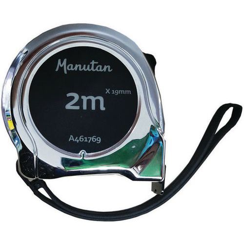Mètre Ruban 2m X 19mm Abs Chrome/noir - Manutan