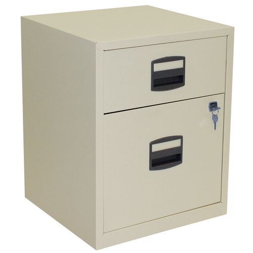 Bisley - Caisson Combi 2 Tiroirs Beige - Acier Éco - 40x41.3x51.2cm - Livré Monté