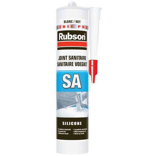 Mastic blanc à base de silicone Soudal Silirub 2 en cartouches de 310 ml