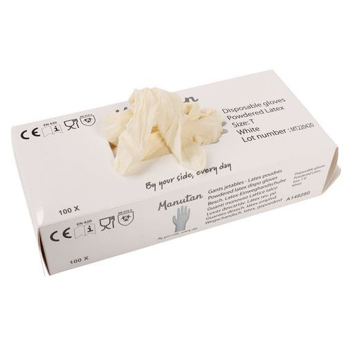 Gants Jetables Latex Poudrés T9 Blanc
