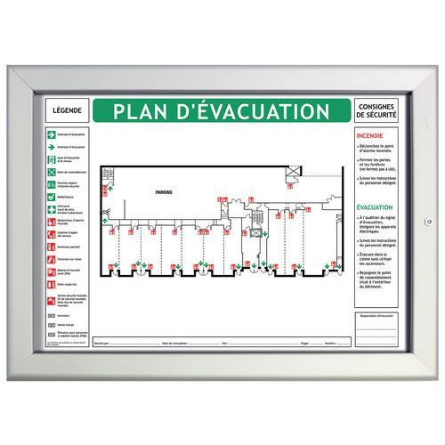 Cadre vitrine antivandalisme pour plan évacuation Cadre vitrine antivandalisme pour plan évacuation
