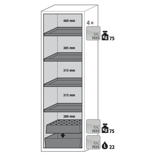 Armoire Sécurité S-phoenix Vol.2-90 S90.196.060.fdacr Gris