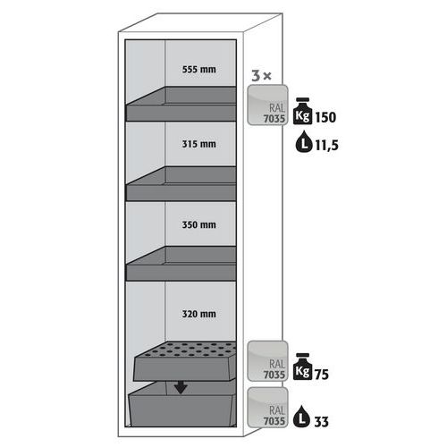 Armoire Sécurité S-phoenix Vol.2-90 S90.196.060.fdac Gris