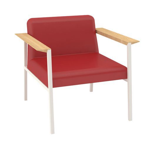 Fauteuil Amalti Pied Métal Blanc Enduit Pvc Rouge