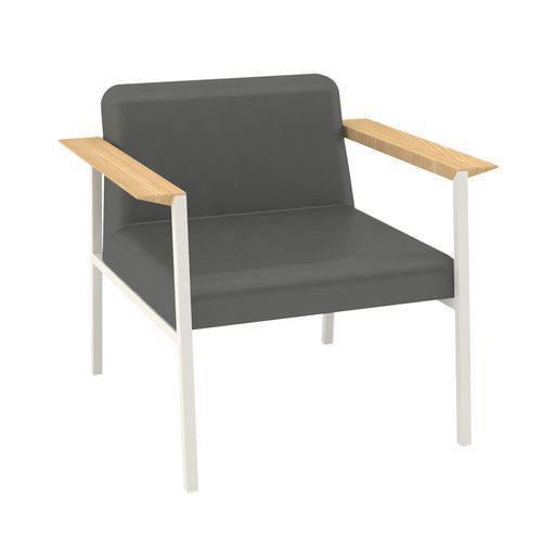 Fauteuil Amalti Pied Métal Blanc Enduit Pvc Anthracite