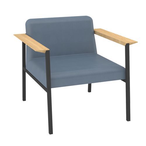 Fauteuil Amalti Métal Gris Enduit Pvc Bleu Gris