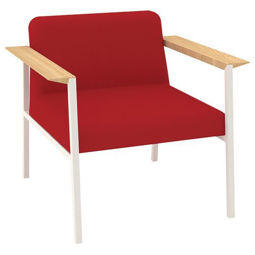 Fauteuil Amalti Pied Métal Blanc Tissu Non Feu M1 Rouge
