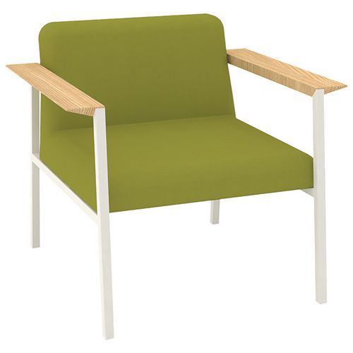 Fauteuil Amalti Pied Métal Blanc Tissu Non Feu M1 Vert
