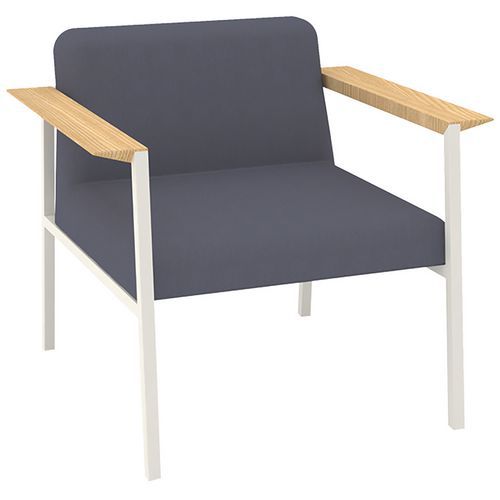 Fauteuil Amalti Pied Métal Blanc Tissu Non Feu M1 Gris Moyen