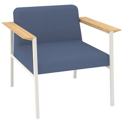 Fauteuil Amalti Pied Métal Blanc Tissu Non Feu M1 Bleu Gris