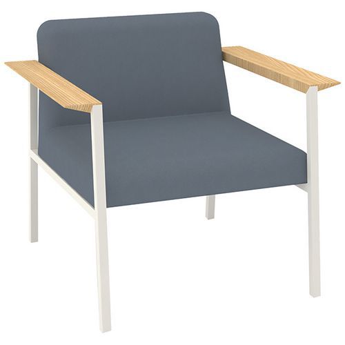 Fauteuil Amalti Pied Métal Blanc Tissu Non Feu M1 Gris Clair
