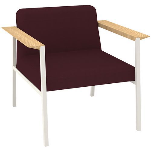 Fauteuil Amalti Pied Métal Blanc Tissu Non Feu M1 Grenat