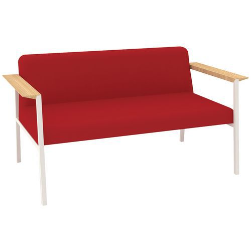 Canapé Amalti 2 Pl Pied Métal Blanc Tissu Non Feu M1 Rouge