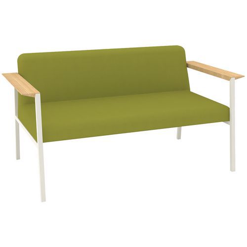 Canapé Amalti 2 Pl Pied Métal Blanc Tissu Non Feu M1 Vert