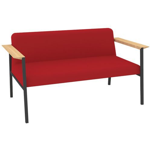 Canapé Amalti 2 Pl Métal Gris Tissu Non Feu M1 Rouge