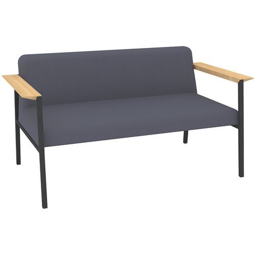 Canapé Amalti 2 Pl Métal Gris Tissu Non Feu M1 Gris Moyen