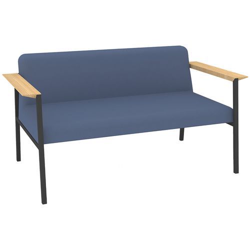 Canapé Amalti 2 Pl Métal Gris Tissu Non Feu M1 Bleu Gris