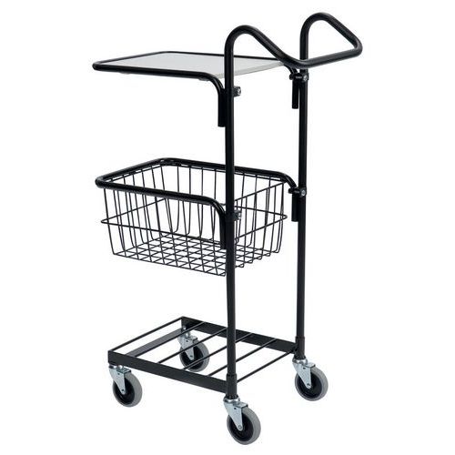 Mini Chariot Noir Avec Plateau Et Panier - Capacité 50 Kg