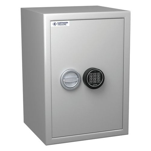 Hartmann Tresore - Coffre Fort Antifeu MB 60 - 55L, Serrure Électronique, Classe 2, Gris Clair - Sécurité Fiable