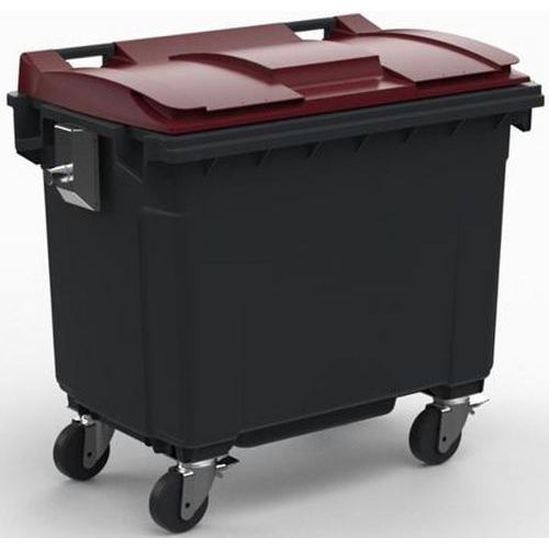 Conteneur 660l Couvercle Rouge Tourillon Metal Renforce Meta