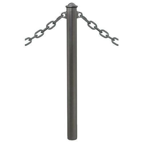 Procity - Potelet Province Ø76mm Gris Agora 2 Anneaux - Métal - 121.5cm Hauteur - Fixation à sceller