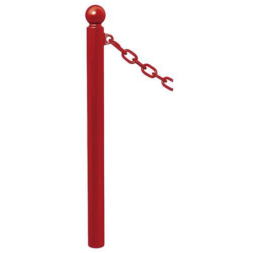 Procity - Potelet Province Ø76 mm - Rouge Foncé - 1 Anneau Boule - Métal - 128.2 cm Hauteur - Fixation à sceller