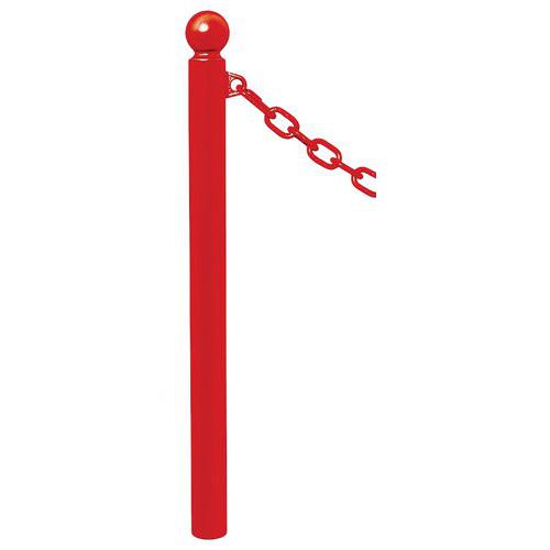 Procity - Potelet Province Ø76mm Chaînes 1 Anneau Boule Rouge - Hauteur 128.2cm - Métal Durable - Voirie
